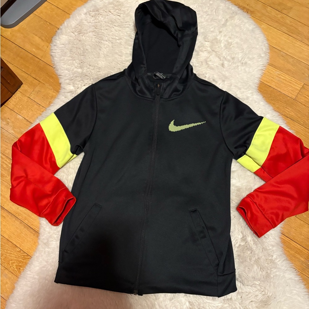 NWOT Nike Kids Black Jacket with Red and Yellow Accents